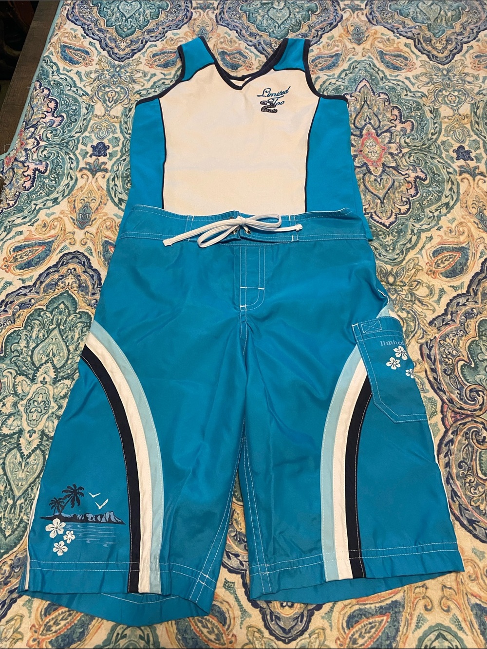 Limited Too Teal and White Girls' Set with Navy Accents
